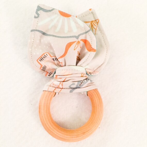 Maple Teething Ring/Fabric Ear Combo Temple (Wanderer)