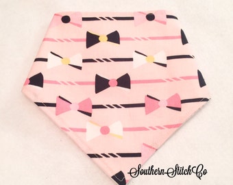 Adjustable Bibdana in Riley Blake Pink Derby Bowties