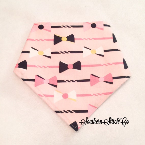 Adjustable Bibdana in Riley Blake Pink Derby Bowties