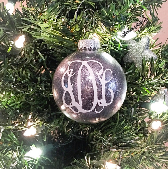 Create Your Own Small Round Monogram Glitter Ornament 3"