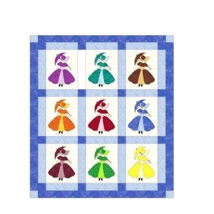 Mailed  Parasol Sunbonnet Sue quilt pattern with a set of plastic templates, ribbons and guides