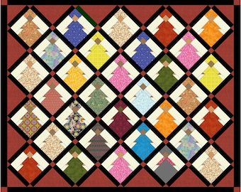 PDF Queen Size 105"X85" Pattern for African Queen quilt