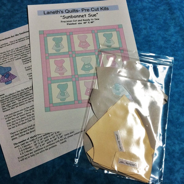Sunbonnet Sue pattern with physical templates and guides.