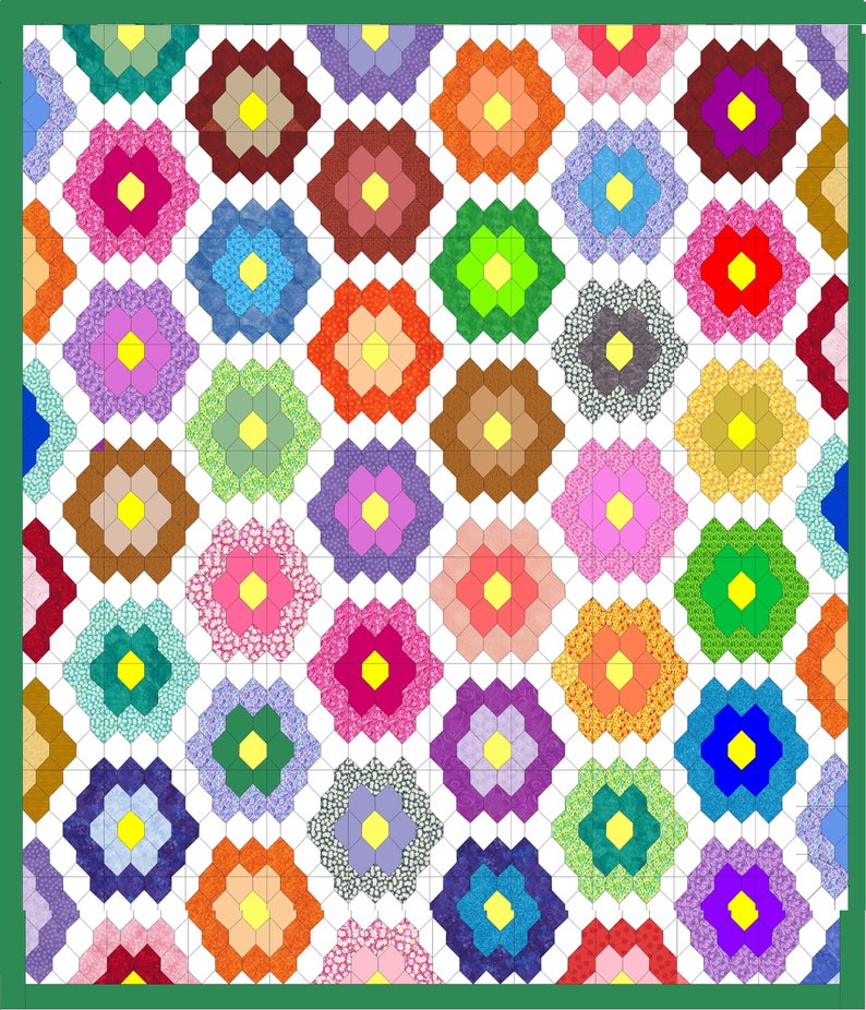 Grandmother's Garden Pattern Made With Larger Hexagons