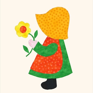 PDF  Sunbonnet Sue with flower pattern