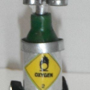 Dollhouse miniature handcrafted 1/12th scale medical Oxygen O2 cart personal