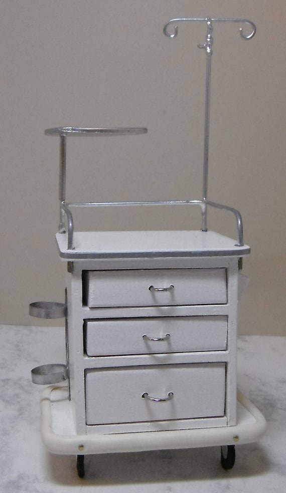 Doll miniature handcrafted Medical Bed Hospital Brown Metal 1920 1//12th scale