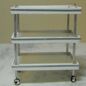 Dollhouse miniature handcrafted Medical cart white wood metal 1/12th scale
