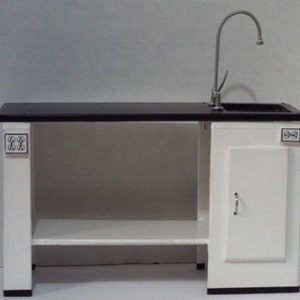 Dollhouse miniature handcrafted Hospital science laboratory table sink cupboard