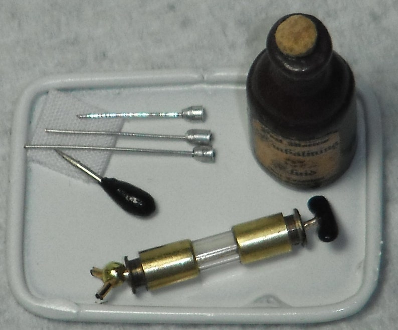 Dollhouse Miniature Handcrafted Medical Embalming Tray With Tools and ...
