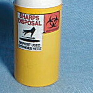 Dollhouse miniature handcrafted Medical Sharps bin needle disposal 1/12th scale