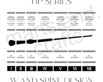 Harry Bookbinding SPINE Design PNG-Datei, Vinyl Buch-Cover Design, Cover Art, Schlangen, Zauberer, Zauberstab