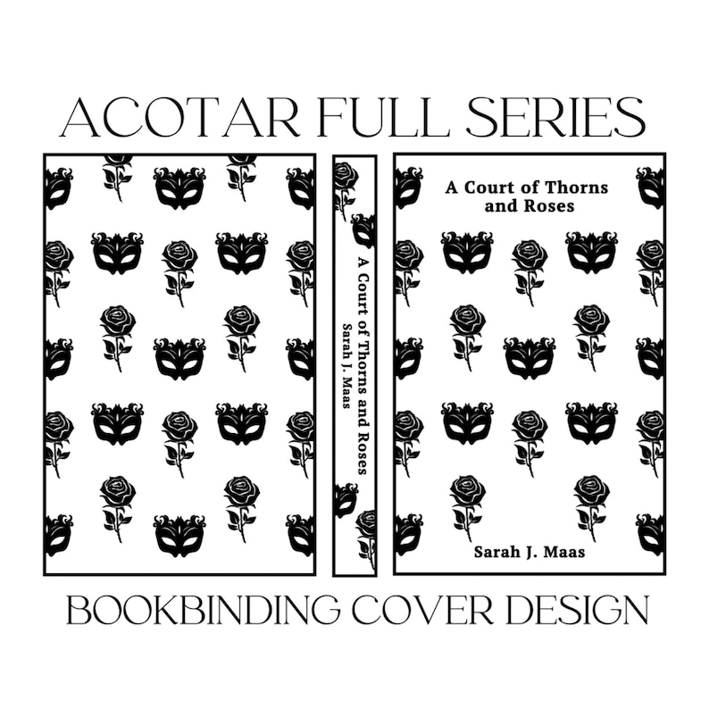ACOTAR Bookbinding Cover Design PNG File, A Court of Thorns and Roses, Vinyl Book Cover Design