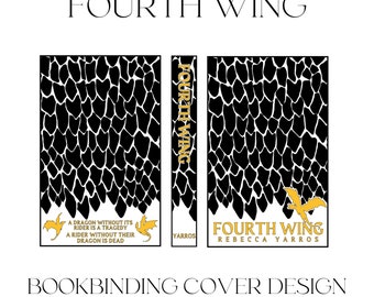 Fourth Wing Bookbinding Cover Design PNG File, Vinyl Book Cover Design, Cover Art, Dragons, Xaden, Violet, Basgiath
