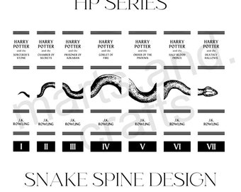 Harry Bookbinding SPINE Design PNG File, Vinyl Book Cover Design, Cover Art, Snakes, Wizard