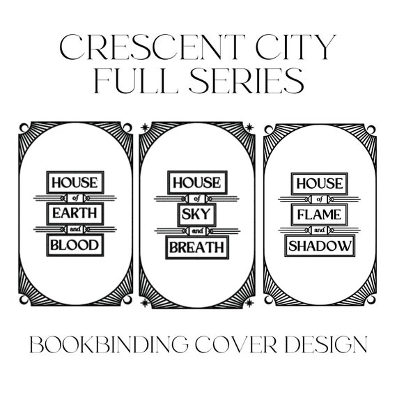 Crescent City Bookbinding Cover Design PNG File, House of Earth and Blood, Vinyl Book Cover Design, Cover Art, Bryce, Hunt, Lunathion