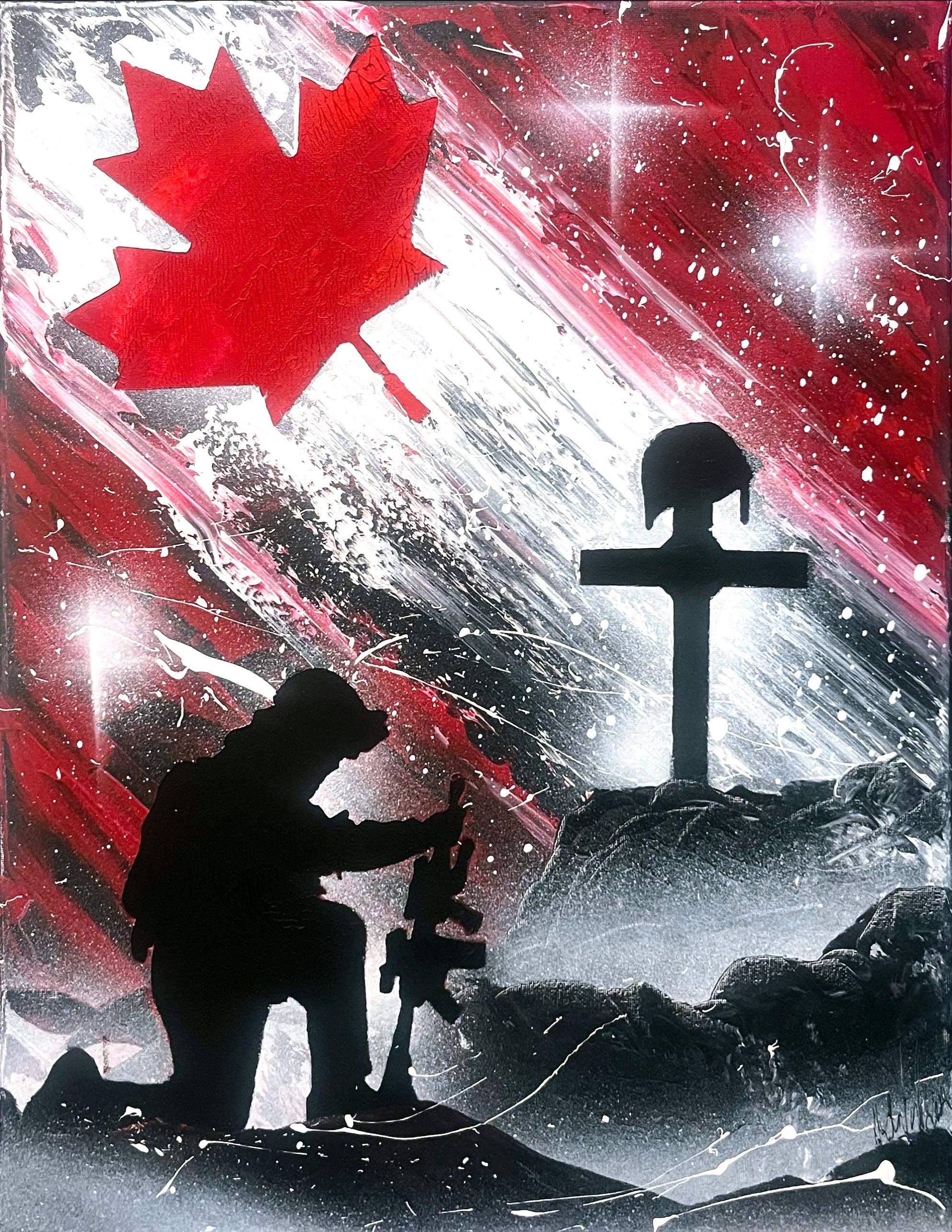 Canadian Solider Remembrance Day - Spray Painr Art and Acrylic on