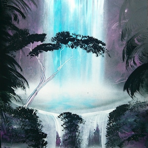 Jungle Waterfall - Spray Paint Art on Canvas