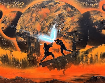 I have the High Ground  - Spray Paint Art on 24x36 Stretched Canvas