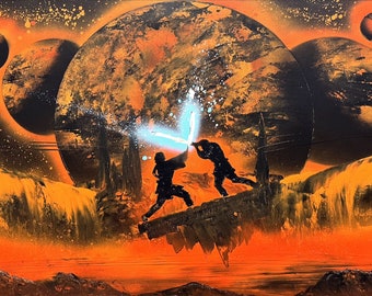 I have the High Ground  - Spray Paint Art on 24x36 Stretched Canvas