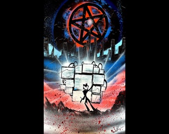 Welcome Home - Vox  Hazbin Hotel - Acrylic Painting with Blacklight Reactive Neon 24x36 Canvas