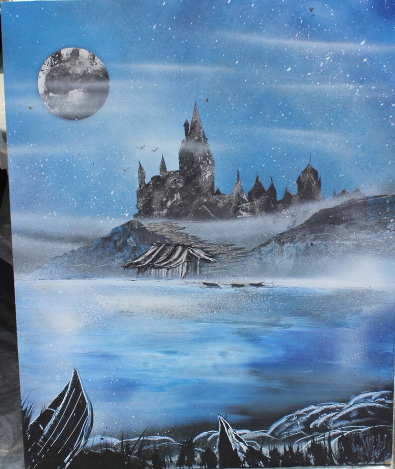 Harry Potter Hogwarts Spray Paint art Etsy