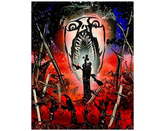 King-er with a shotgun - Digital Circus Caine inspired Original Artwork on Framed Canvas