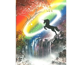 Rainbow Unicorn - Spray Paint Art by Nathan Salmon