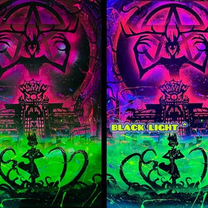 J'aurais aimé rester parti - Réactif à la lumière noire - Alastor Hazbin Hotel - Toile acrylique 24x36