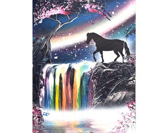 Rainbow Waterfall Horse - Spray Paint Art by Nathan Salmon