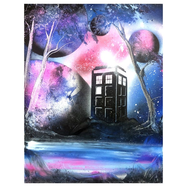 Mad man with a box - Spray Paint Art on Canvas