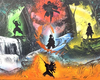 Respiraciones profundas - Arte con pintura en aerosol sobre lienzo tensado