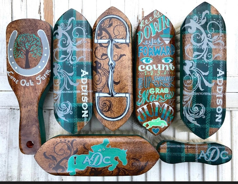 Set of 7 Custom Handpainted Horse Grooming Brushes Etsy