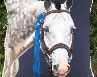 Handmade Bespoke Equine Portrait Pillow