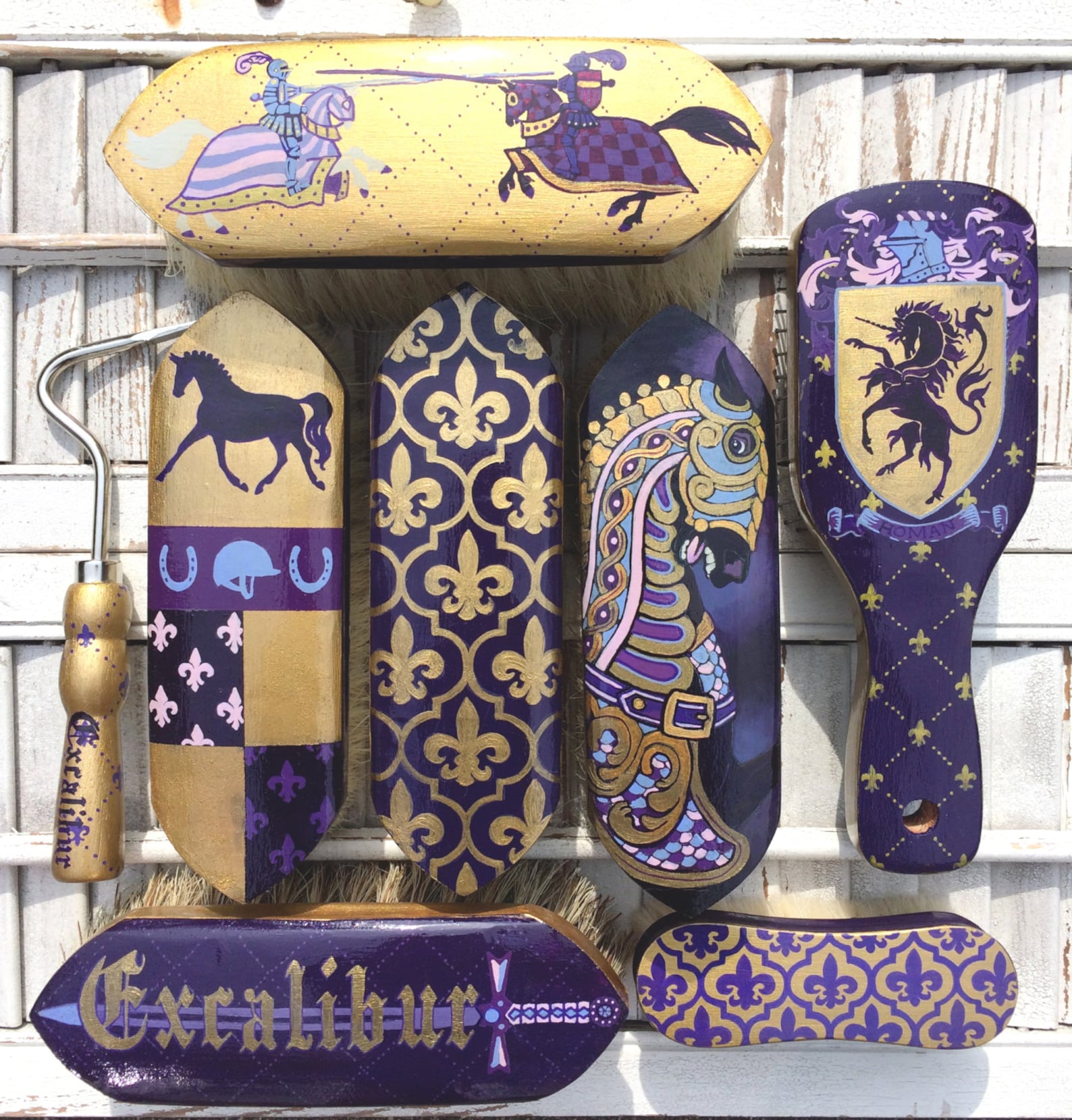 Set of 7 Custom Handpainted Horse Grooming Brushes Etsy