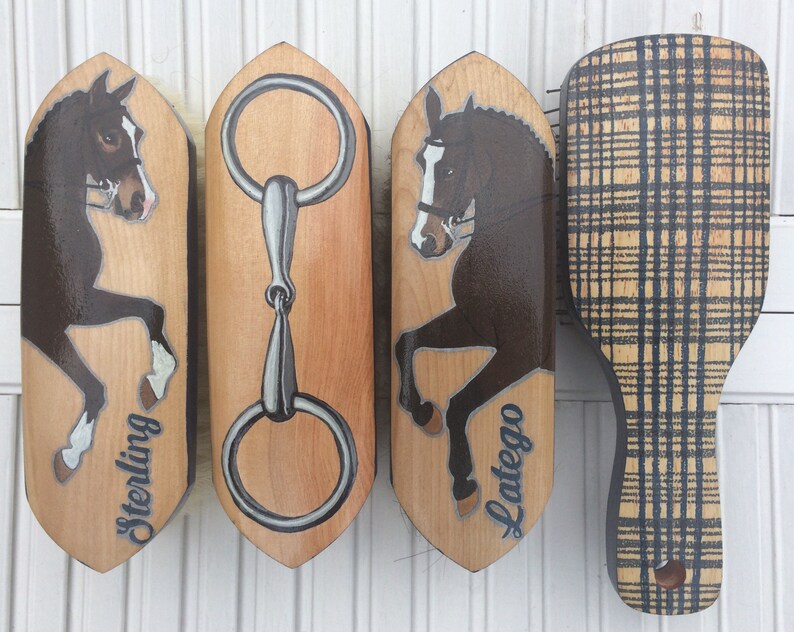 Set of 4 Custom Handpainted Horse Grooming Brushes Etsy
