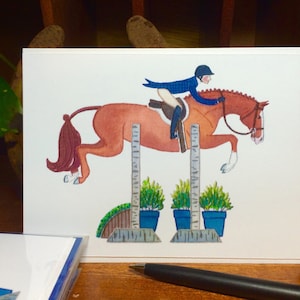 Handmade Illustrated Hunter Jumper Greeting Card: Chestnut Horse