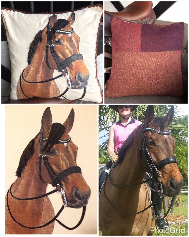 The Equine Portrait Pillow Custom Equestrian Home Decor Etsy