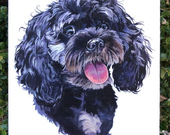Traditional Canine Portrait Painting: Custom Original Watercolor & Gouache