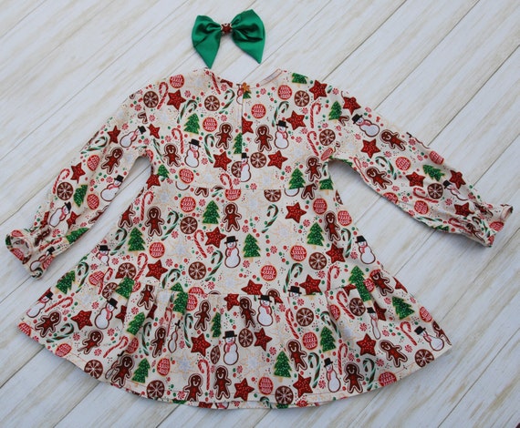 white christmas dresses Girls' Holly Jolly Christmas 3/4 Sleeve Pocket Twirl Dress Size: 4T Toddler by Mila & Rose