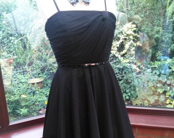 Black chiffon dress full circle skirt Bridesmaid prom clubbing party evening cocktail cruise holiday dress  uk 12- usa size 8