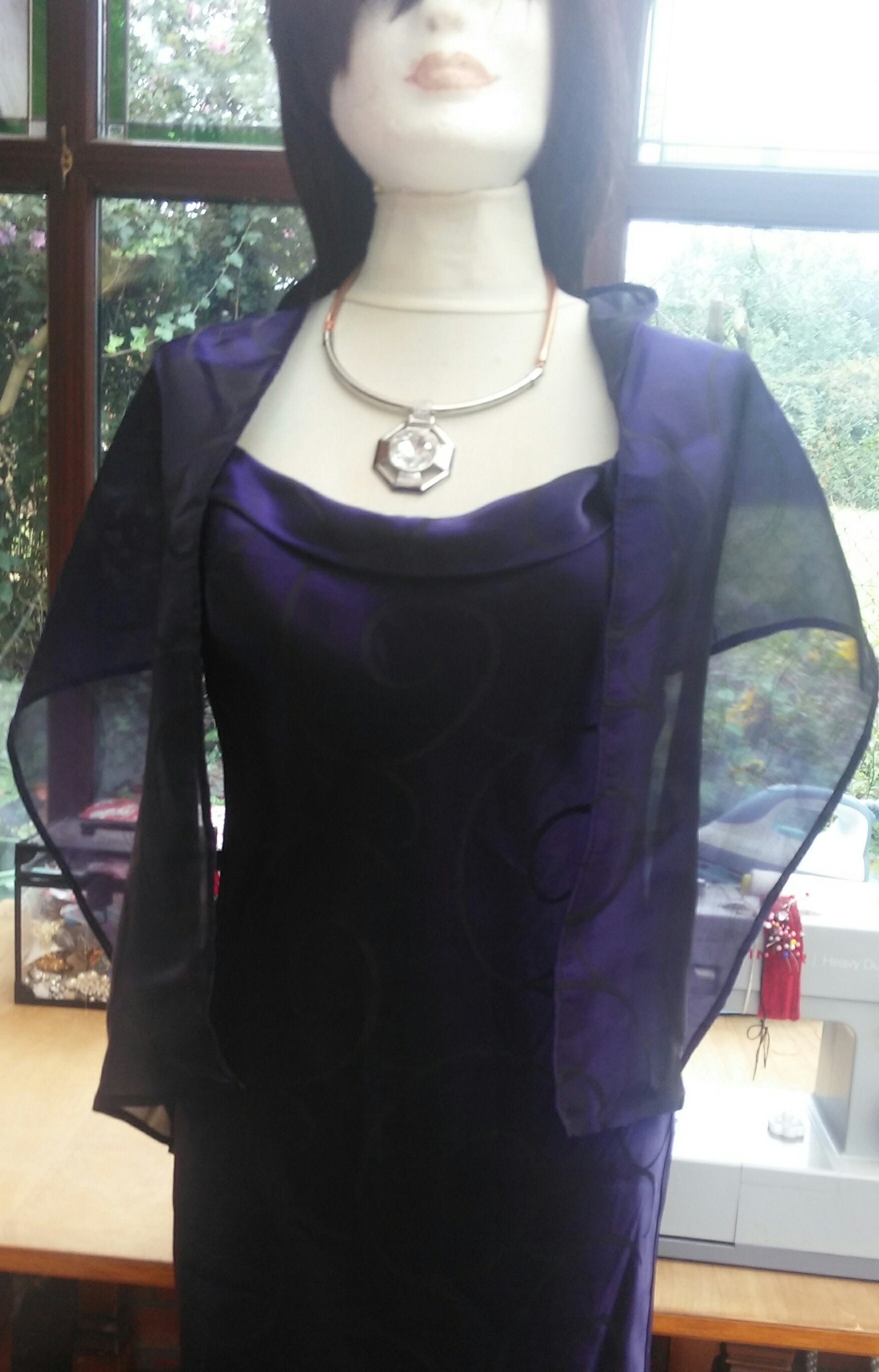 Image of Blue Gown With Wrap Full Length Ballgown Bridesmaid Prom Party Evening Cocktail Dress Lined Satin Uk Size Usa Size