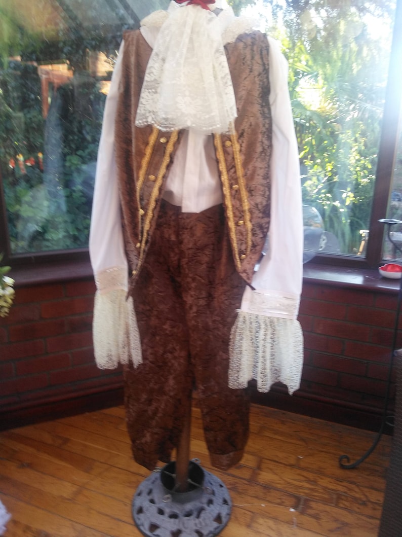 Custom made costume prince stage party theatre jacket frilled cravat hat pants and shirt custom made to your own measurements and color