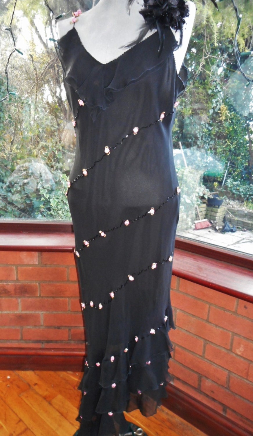 Image of D Effect All Rose Trimmed Lined Chiffon Wedding Ballgown Bridesmaid Prom Party Evening Cocktail Dress Uk Size Usa Size