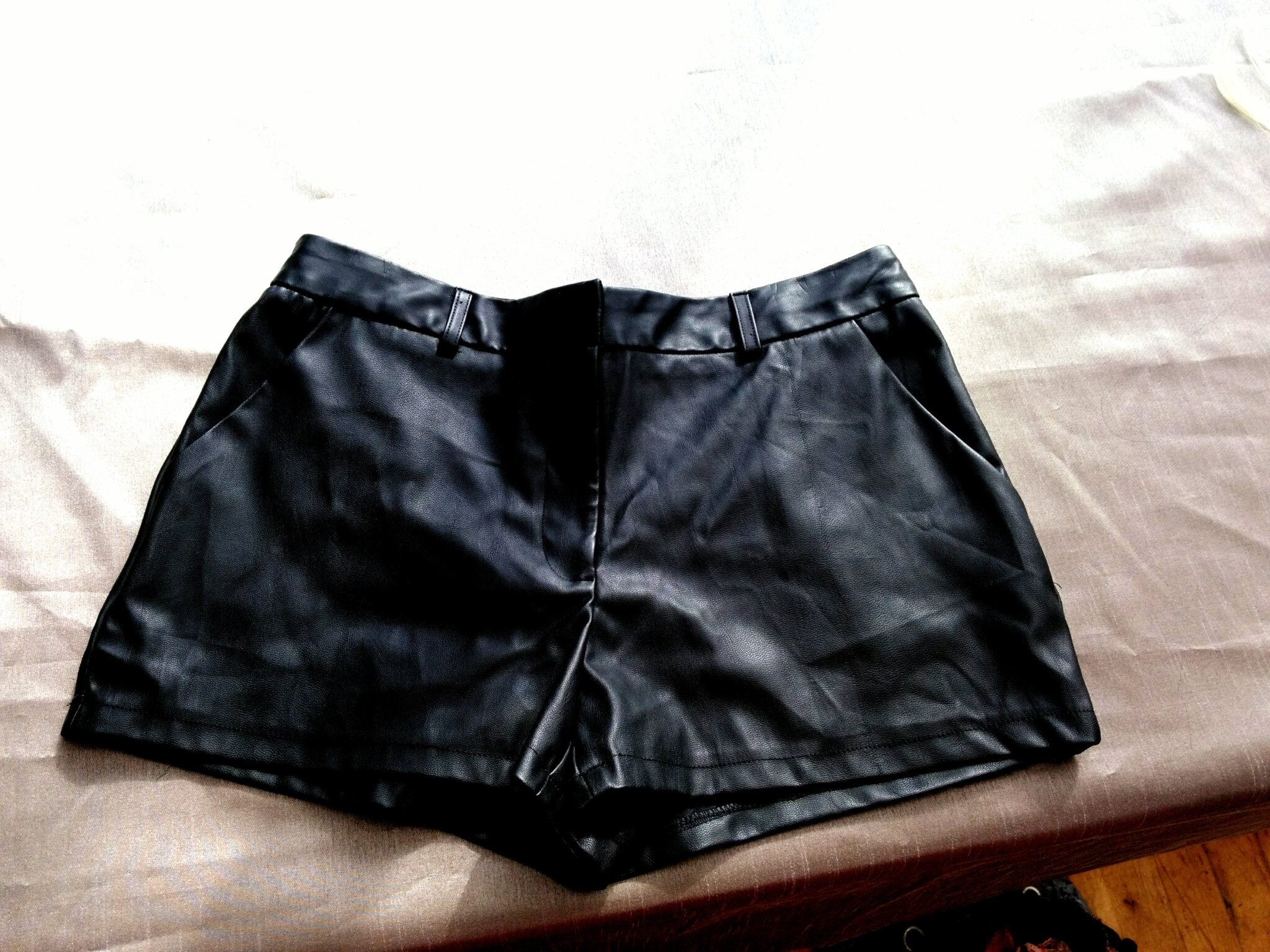 Black Leather Look Shorts Size Uk10 and 