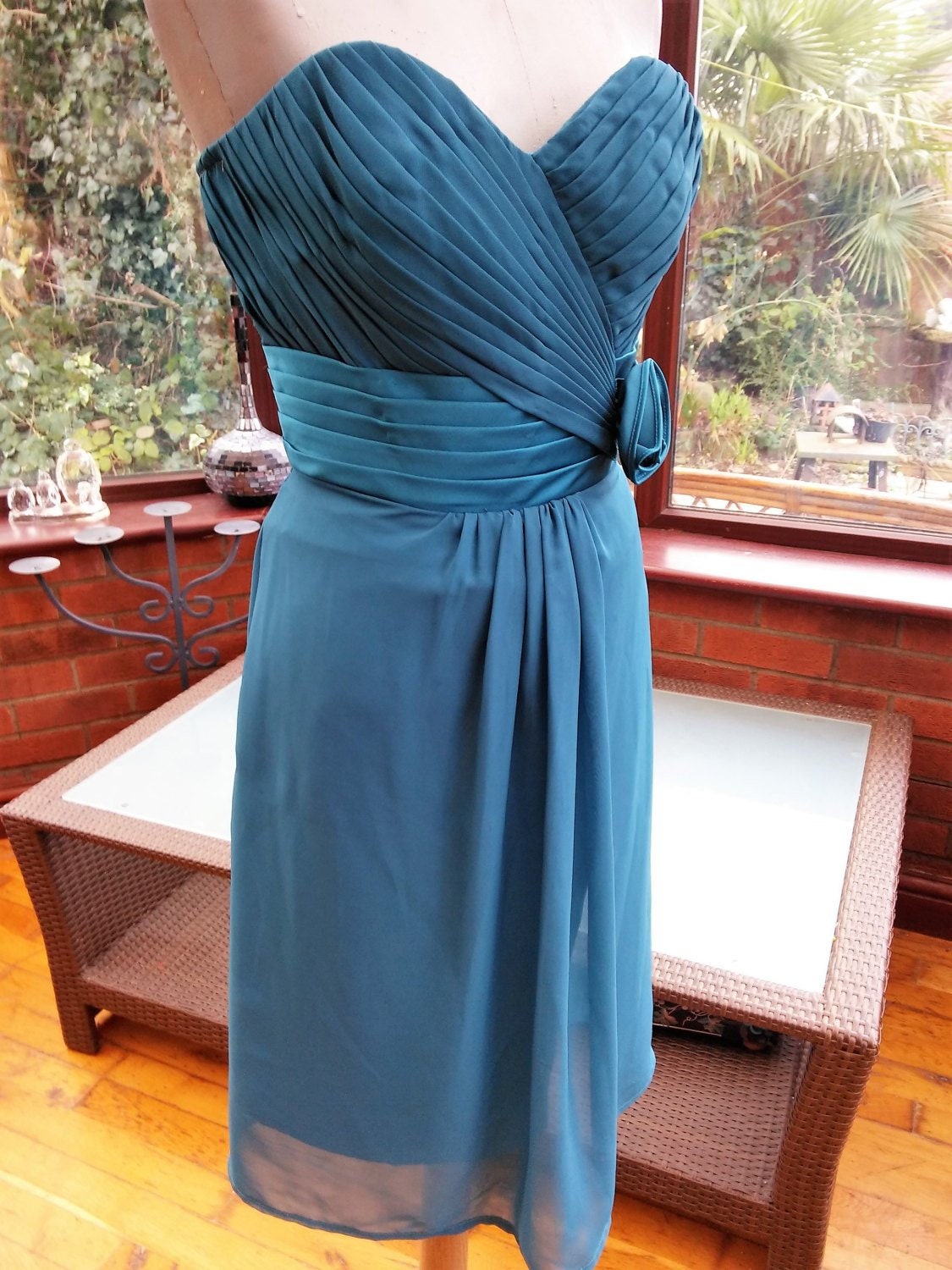 Image of Ballgown Bridesmaid Grecian Style Blue Chiffon Special Occasion Prom Party Evening Cocktail Dress Uk Size Usa Size
