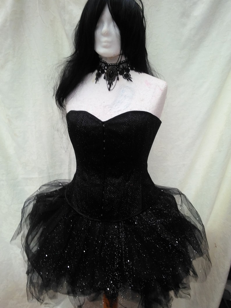 Pretty black sparkling Corset dress burlesque Halloween Etsy