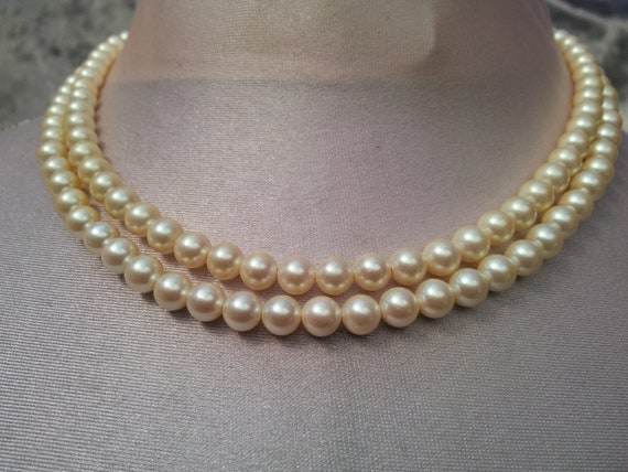 Vintage pearl multi link necklace good heavy quality two rows | Etsy