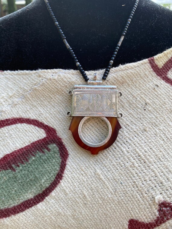 Vintage-Handcrafted African Pendant-Carnelian Gem