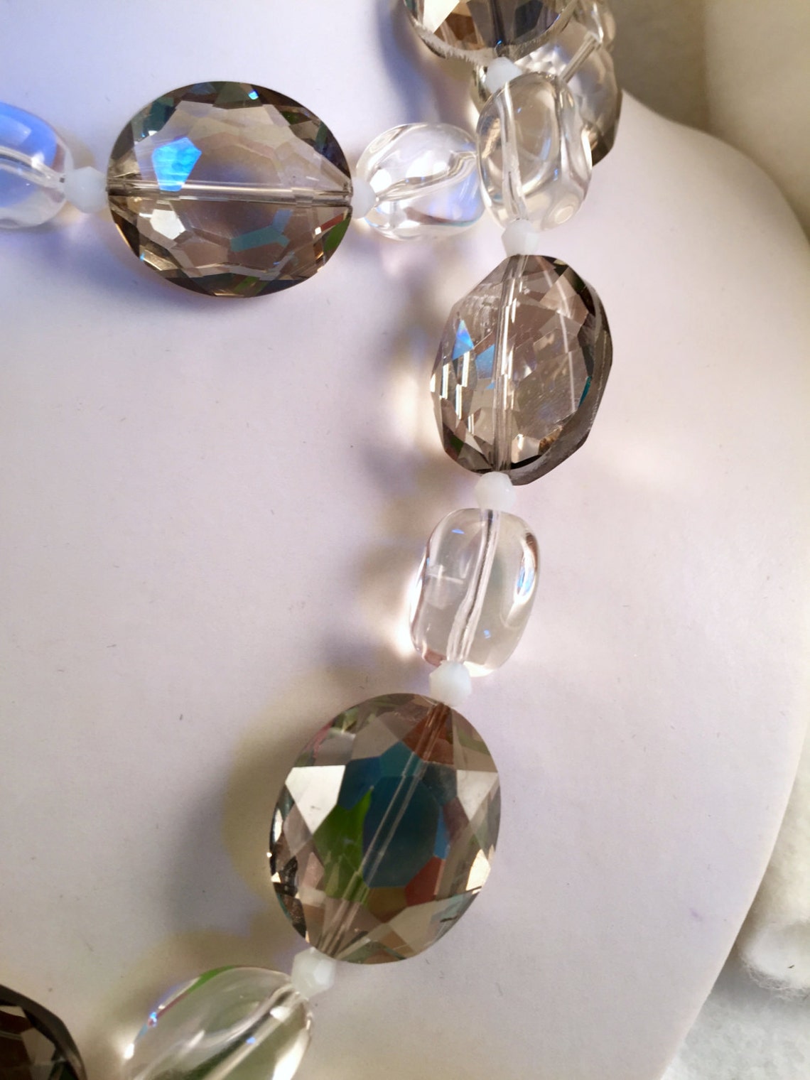 Crystal Necklace Crystal Rope Necklace Smoky Grey Crystal Etsy